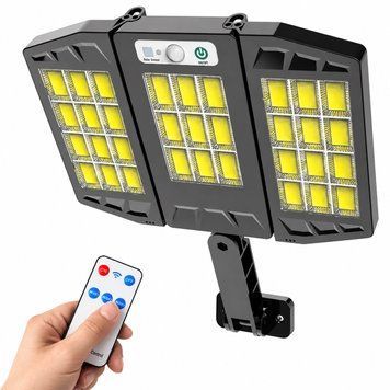 LED-светильник уличный настенный поворотный тройной на солнечной батарее с датчиком движения
