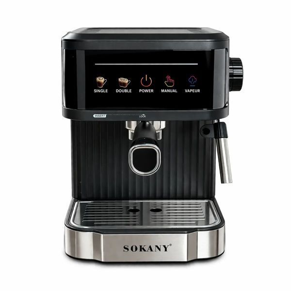 Кофеварка рожковая эспрессо Sokany SK-04025 20 бар с капучинатором 1.8 л