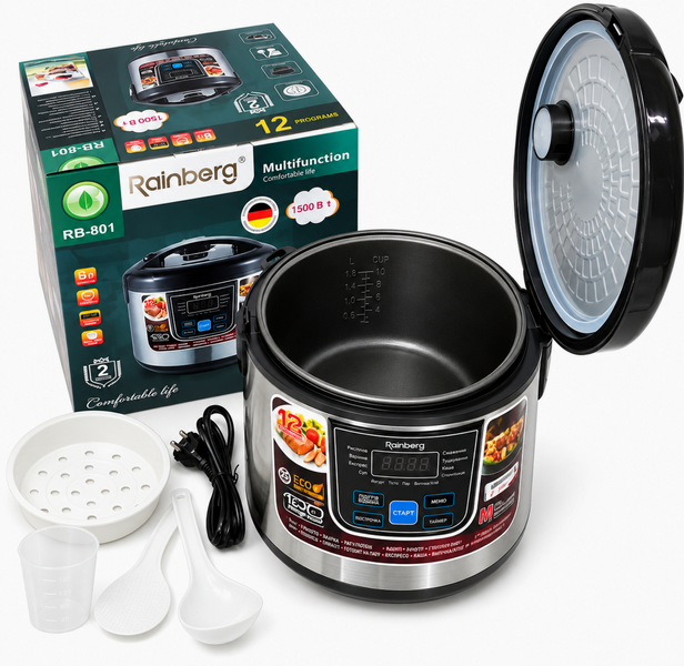 Multicooker cu oală sub presiune Rainberg RB-801 6 l 1500 W 12 programe cu funcție de gătit la abur
